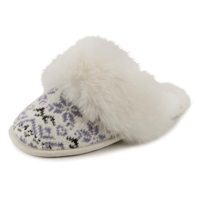 totes toasties® Ladies Fair Isle Knit Mule Slippers Blue Extra Image 3